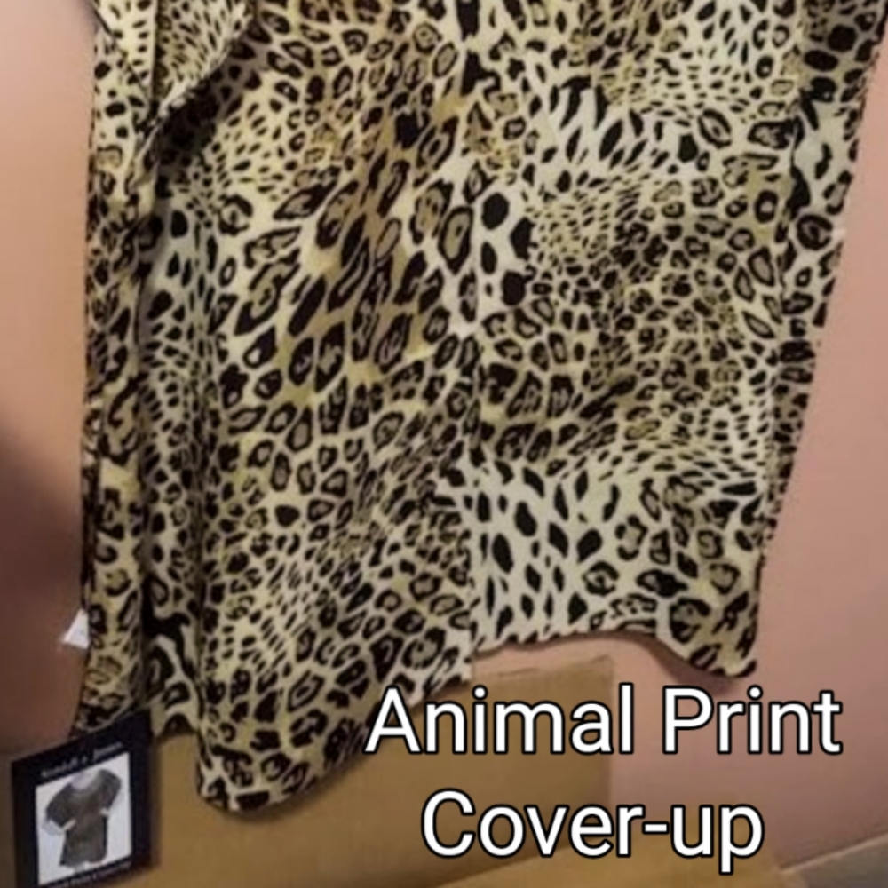 FREE Brown & Blk Animal Print Kendall & James Cover-up Poncho One Size - Picture 7 of 13